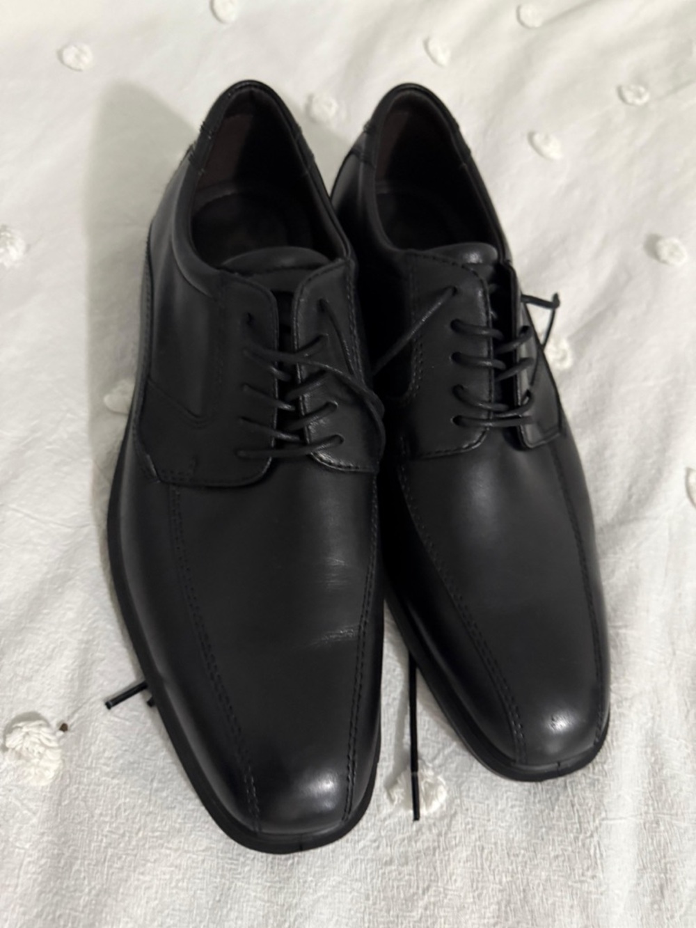 Men's Black Leather Derby Dress Shoes
